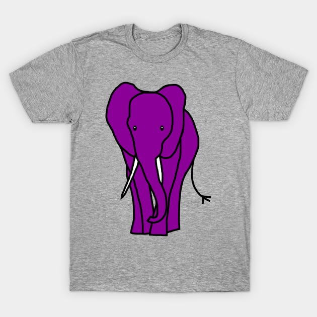 Purple Elephant Minimal Line Drawing T-Shirt by ellenhenryart
